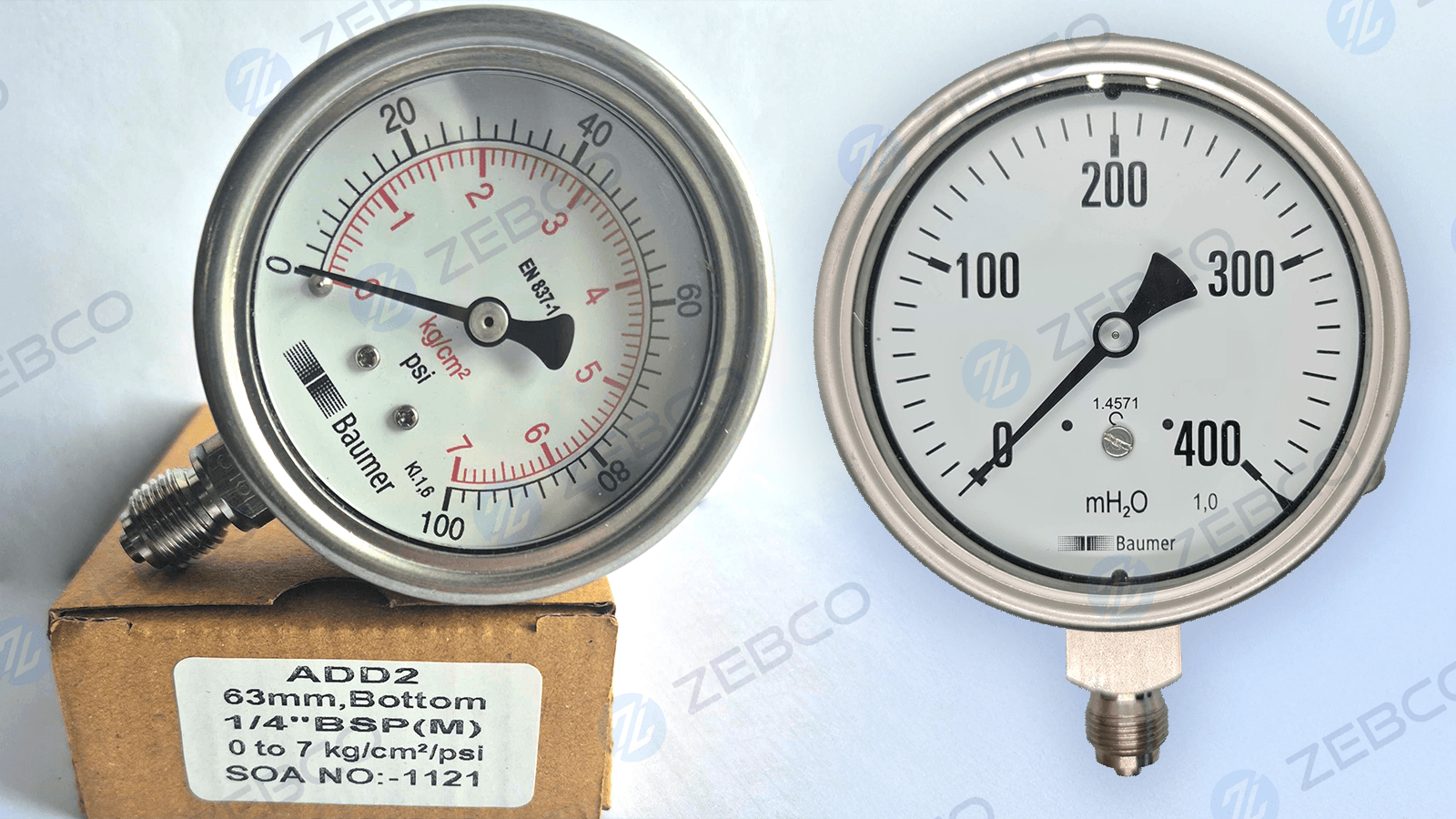 Baumer Pressure Gauges (AL, AD, AF, AZ, DB & More) | Zebco Engineering ...